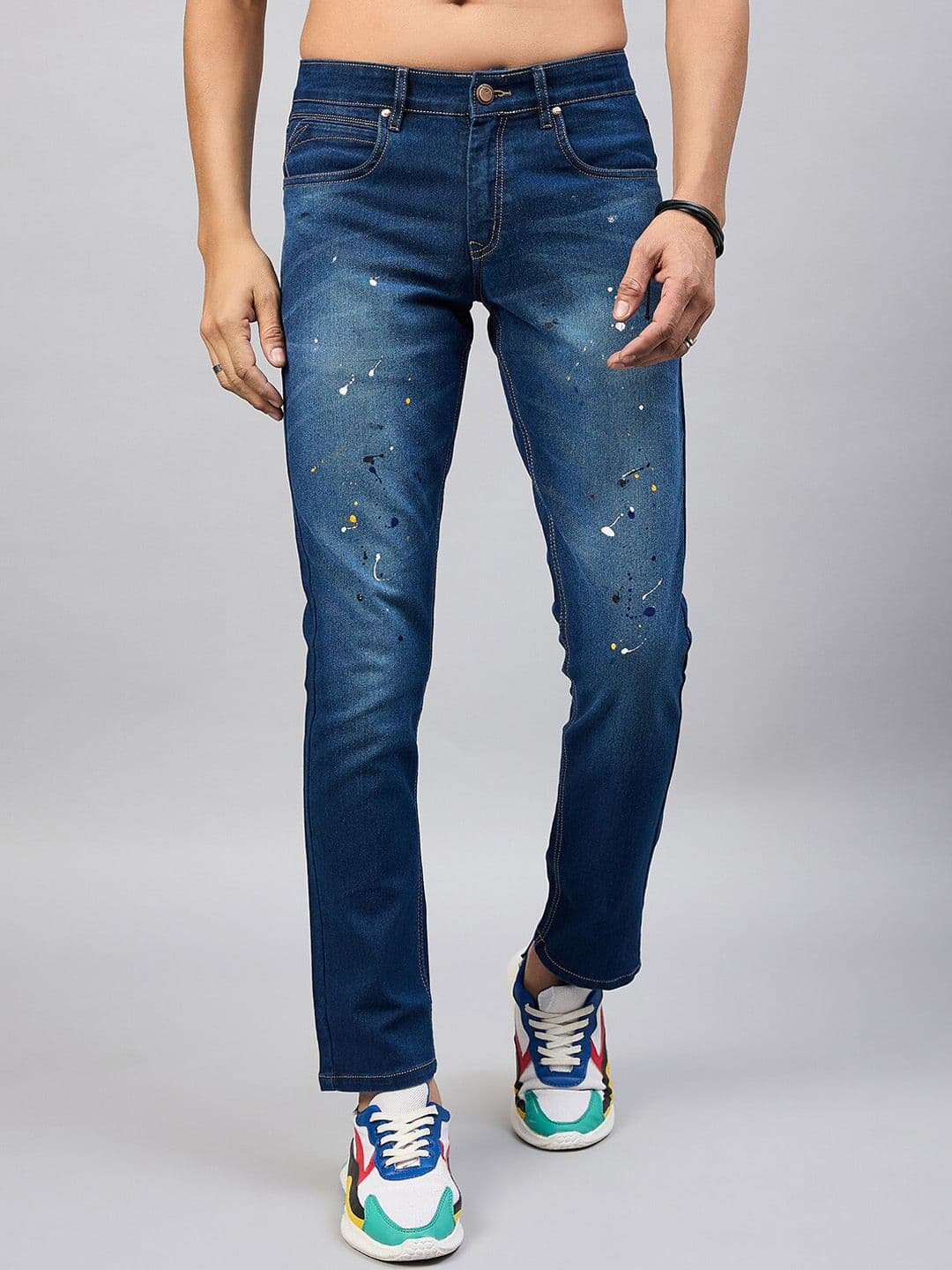 Club York Men Slim Fit Printed Clean Look Light Fade Cotton Jeans - view 1