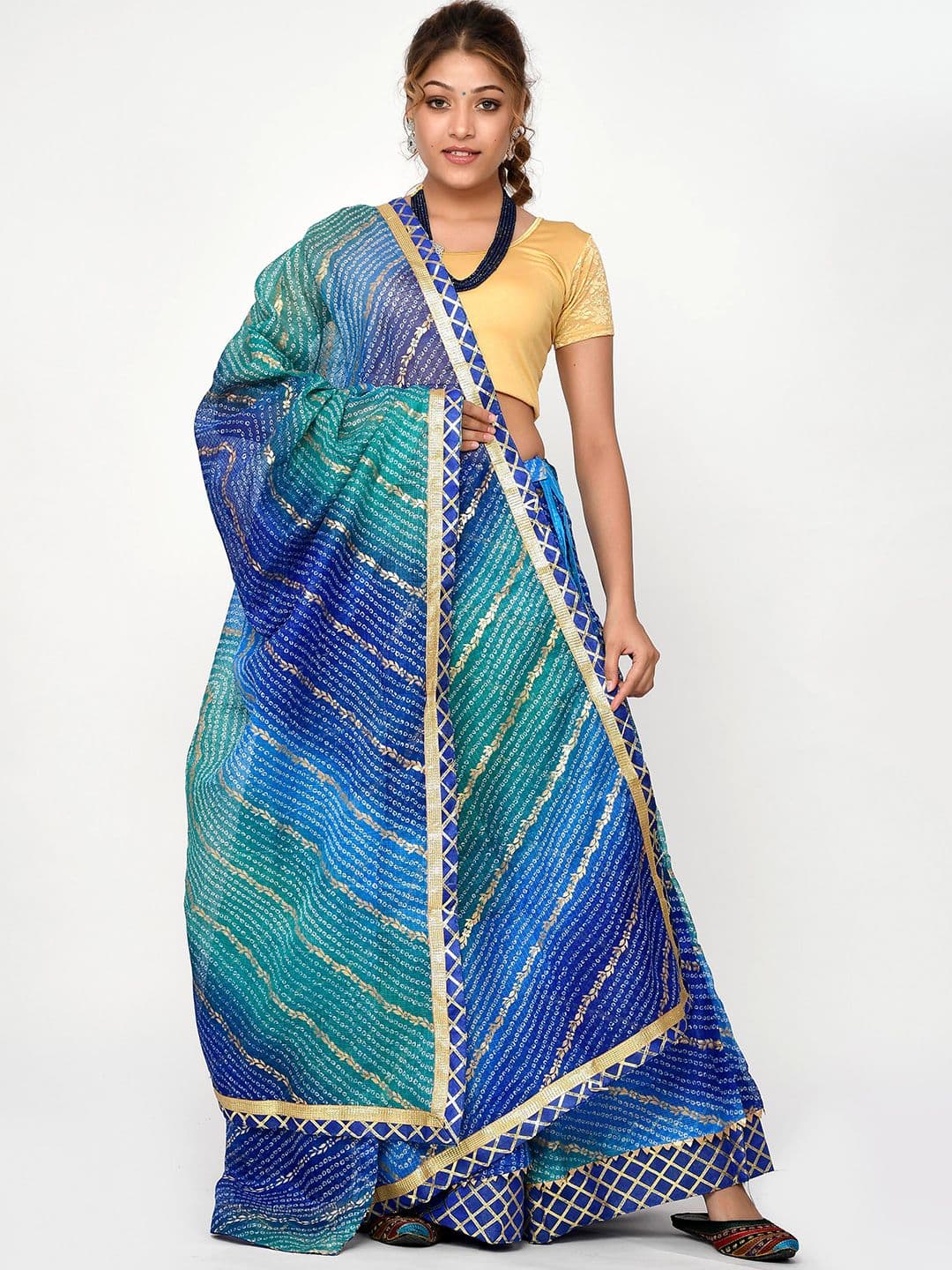 Kesarya Embellished Cotton Ready to Wear Lehenga & Unstitched Blouse With Dupatta - view 1