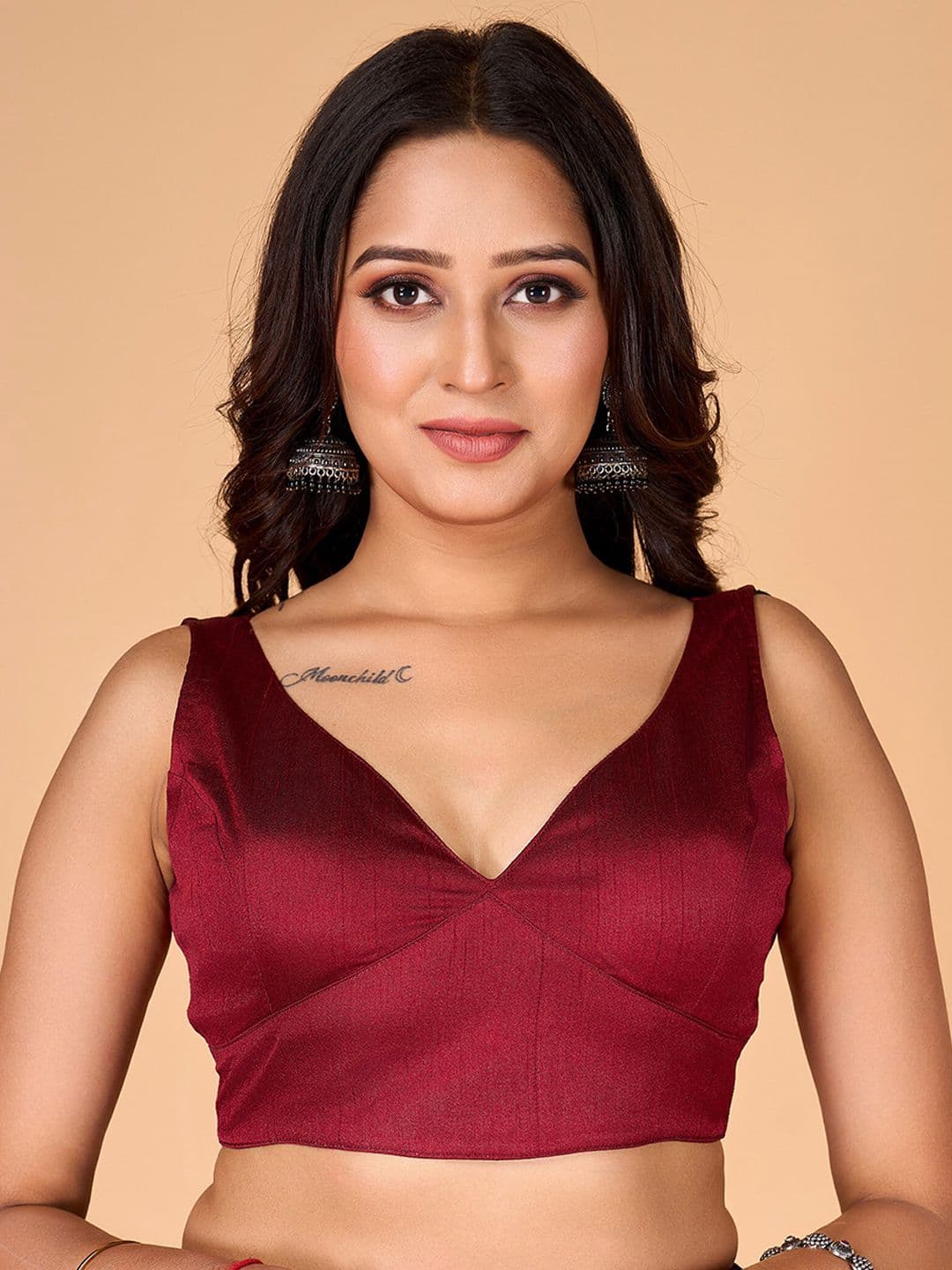 flaher V-Neck Silk Ready To Wear Saree Blouse - view 1