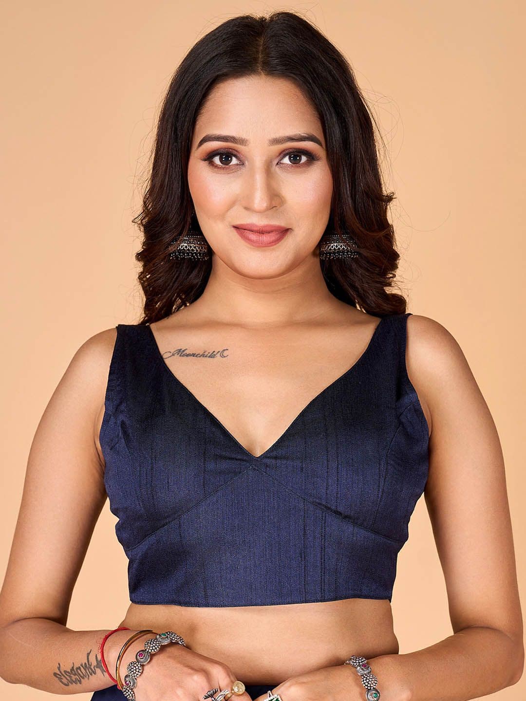 flaher V-Neck Silk Ready To Wear Saree Blouse - view 1