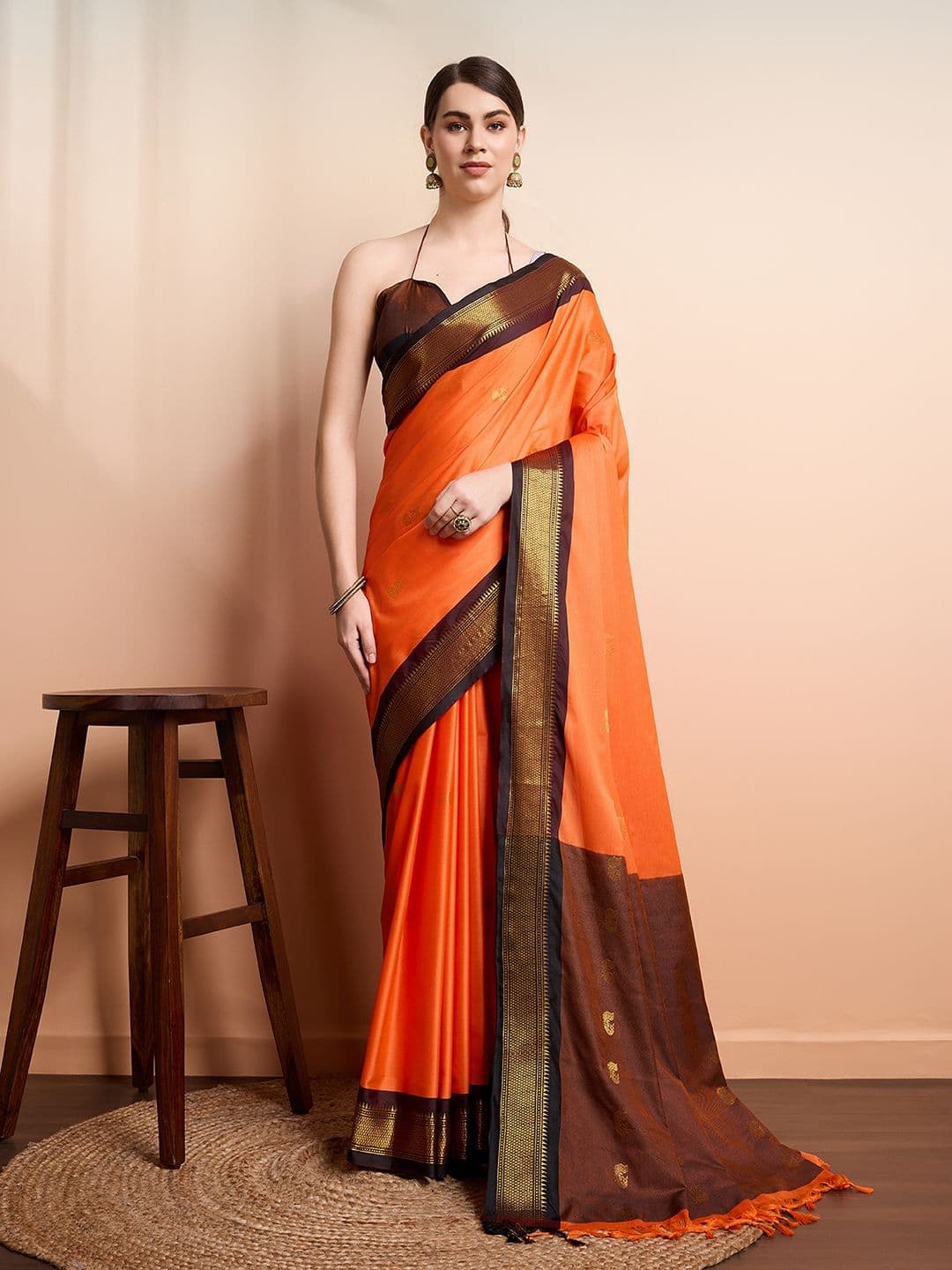 SGF11 Ethnic Motifs Woven Design Zari Kanjeevaram Silk Saree - view 1
