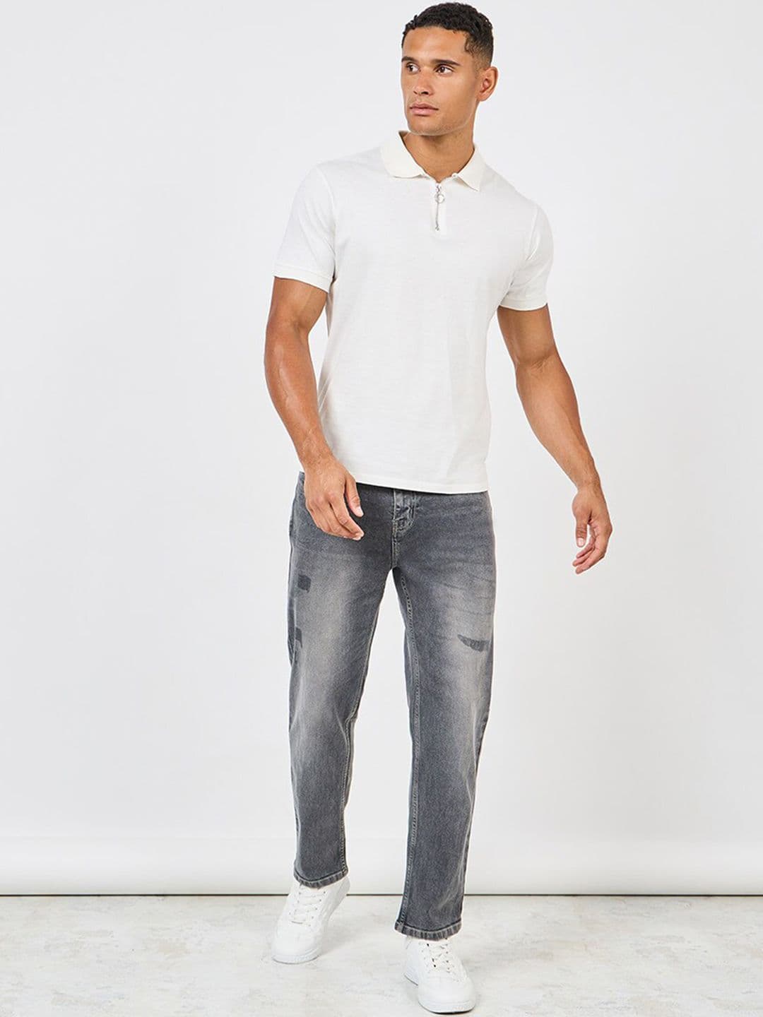Styli Men Rip & Repair Mid Wash Regular Fit Jeans - view 1
