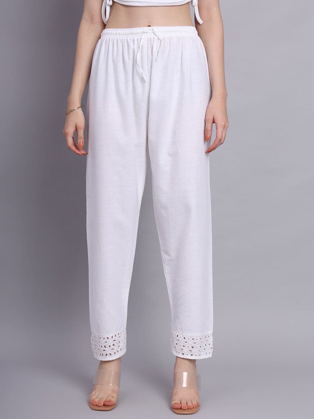 KALINI Lace Pure Cotton Straight Ethnic Palazzos - view 1