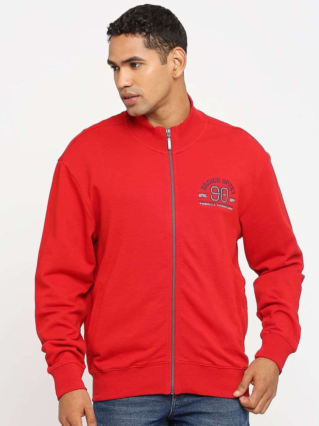 Basics Mock Collar Embroidered Bomber Jacket - view 1