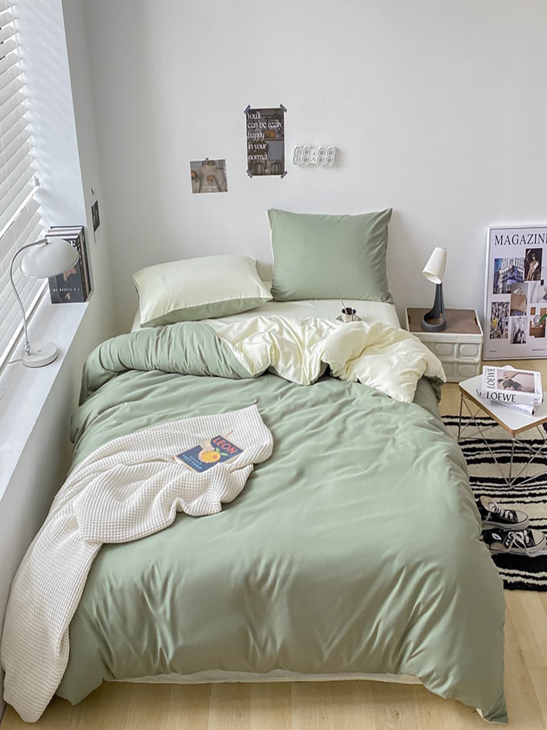 JC HOME Beige and Green AC Room Double Queen Bedding Set - view 1