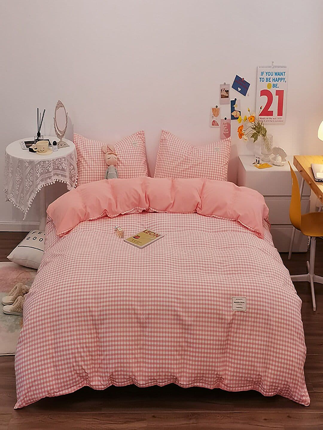JC HOME Peach 4 Pieces AC Room Double King Bedding Set - view 1
