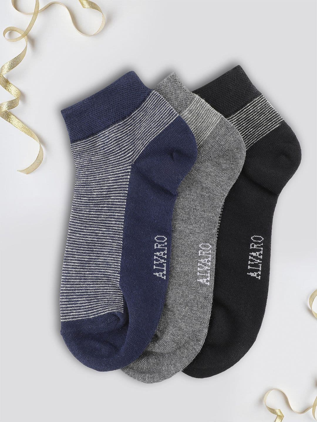 Alvaro Castagnino Men Pack Of 3 Patterned Cotton Lycra Ankle-Length Socks - view 1