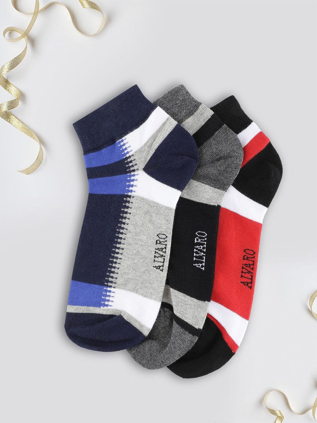 Alvaro Castagnino Met Pack Of 3 Cotton Lycra Ankle Length Socks - view 1