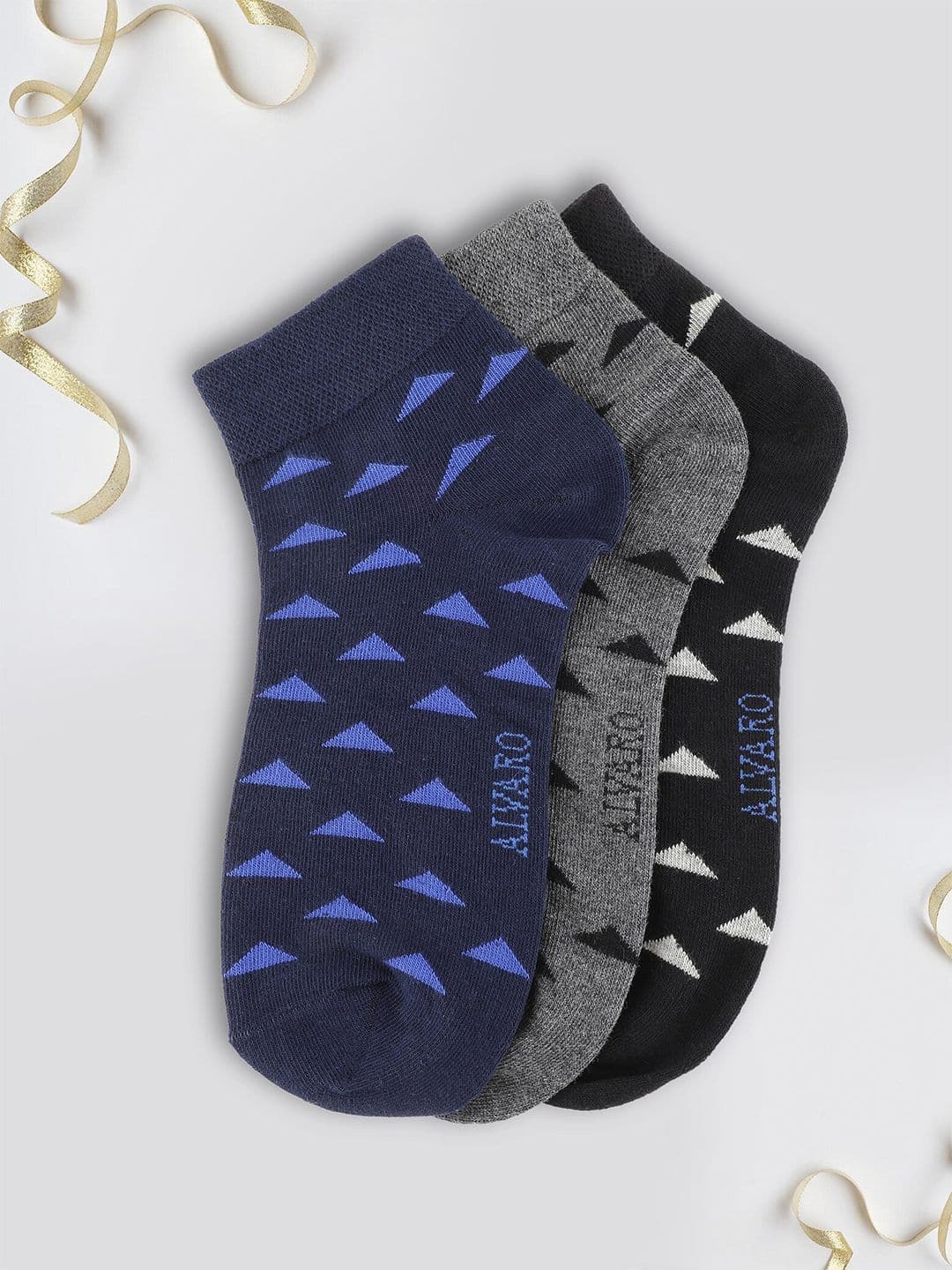 Alvaro Castagnino Men Pack Of 3 Patterned Ankle-Length Socks - view 1