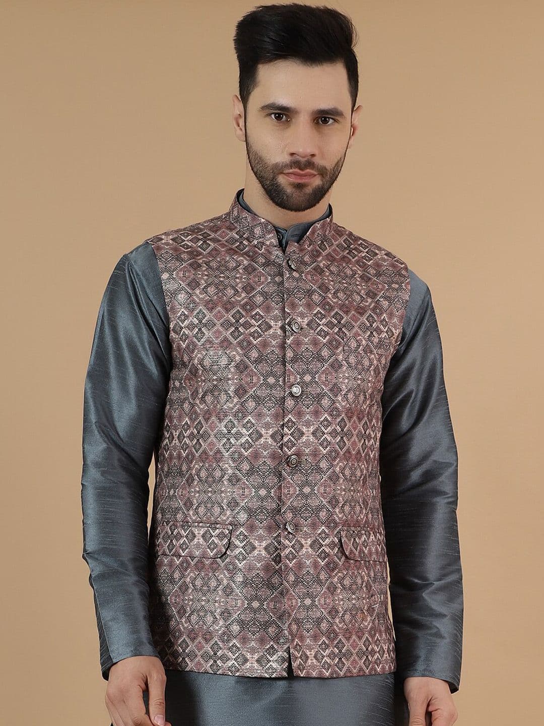 Wintage Printed Nehru Jacket - view 1