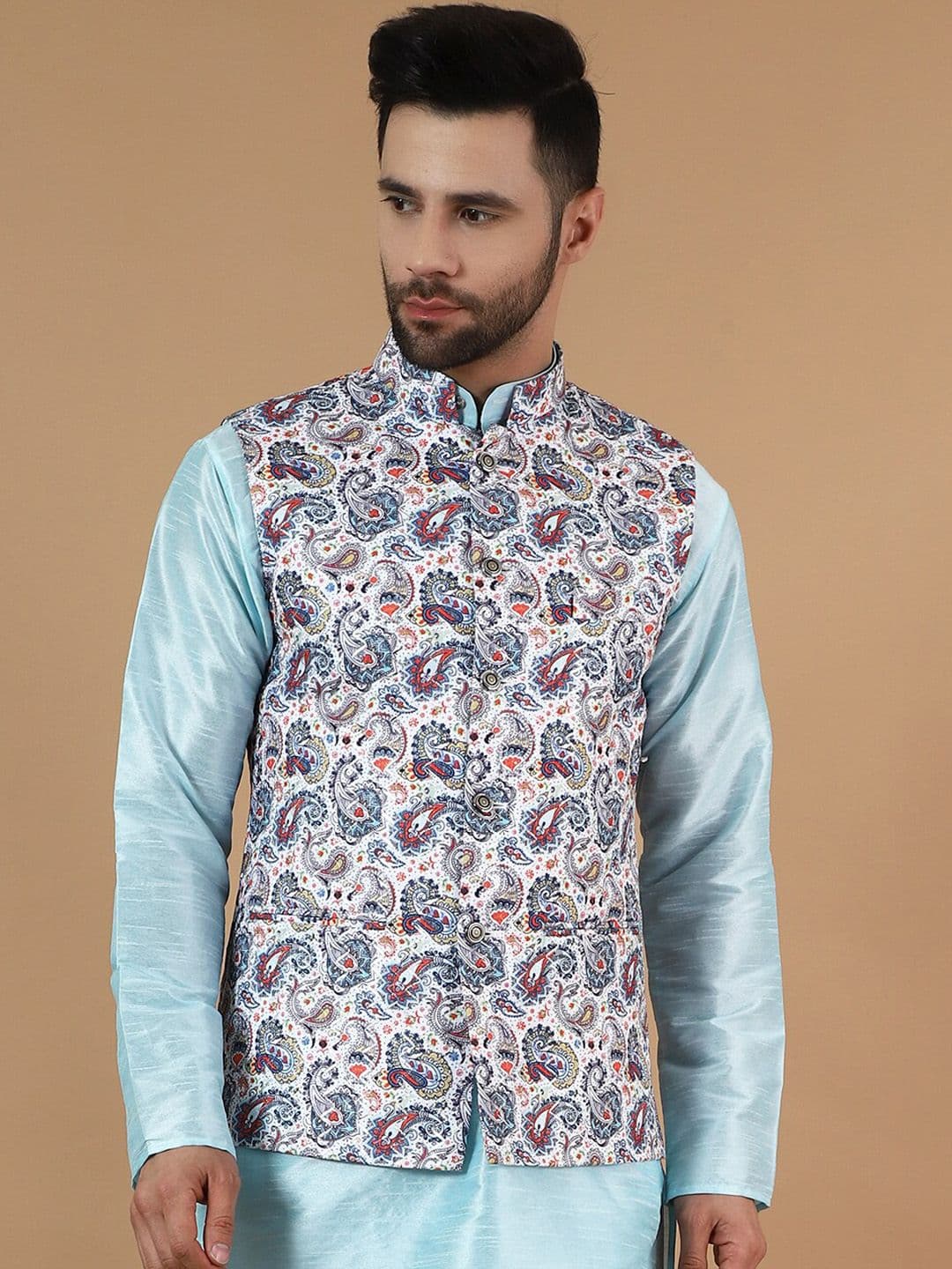 Wintage Printed Nehru Jacket - view 1