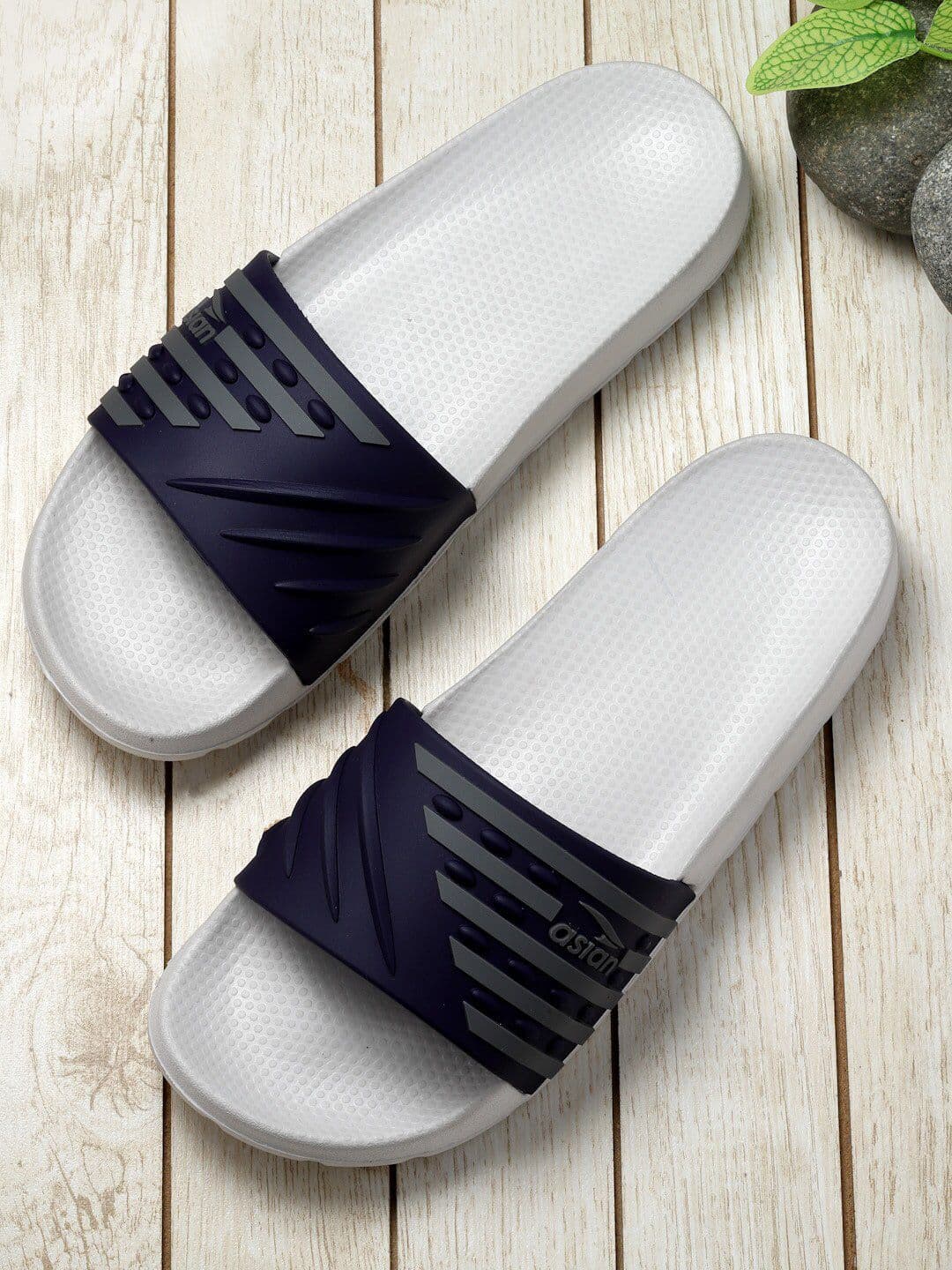 ASIAN Men Striped Sliders - view 1