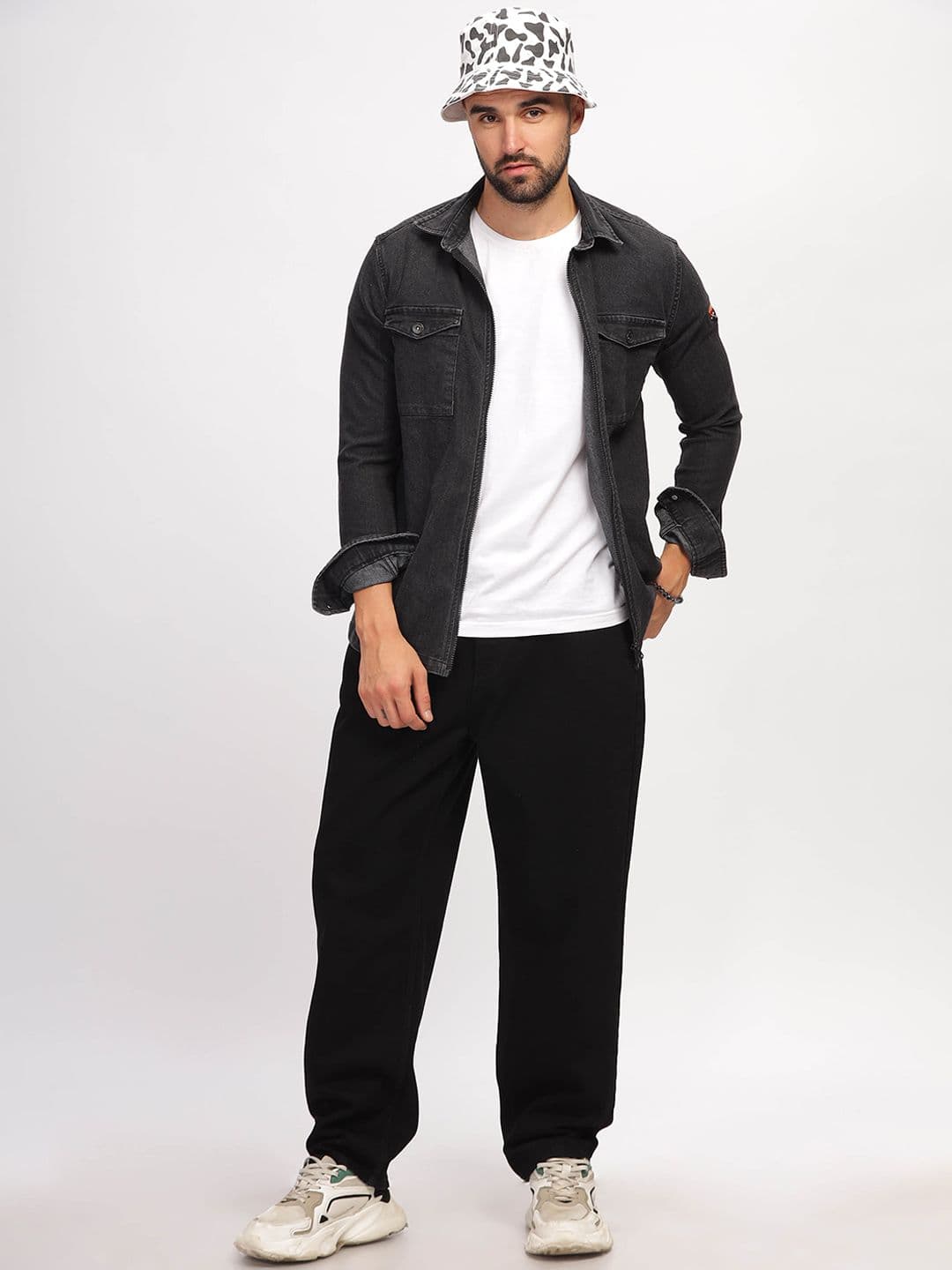 HERE&NOW Men Black Baggy Loose Relaxed Fit Pure Cotton Jeans - view 1