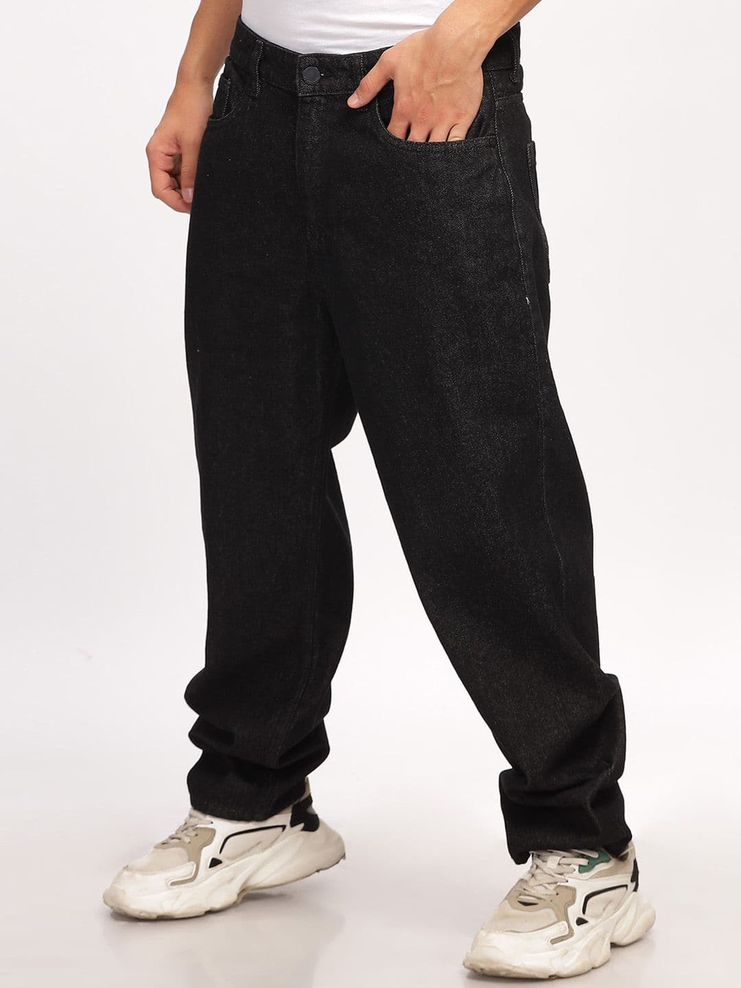 HERE&NOW Men Baggy Fit Mid-Rise Loose Relaxed Fit Pure Cotton Jeans - view 1
