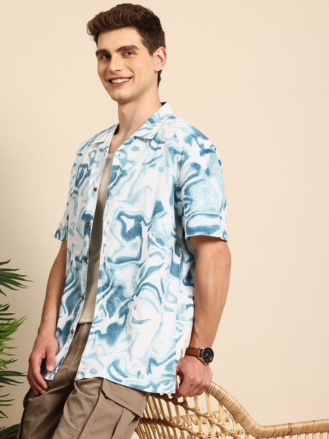 Mast & Harbour Men Printed Cuban Collar Relaxed Fit Cotton Casual Shirt - view 1