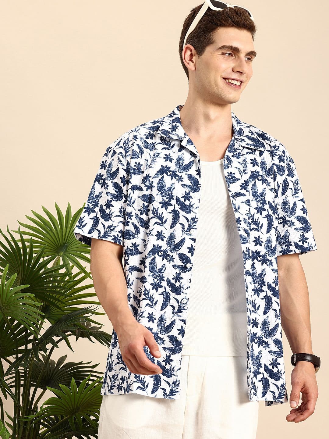 Mast & Harbour Men Floral Print Relaxed Fit Cuban Collar Casual Shirt - view 1