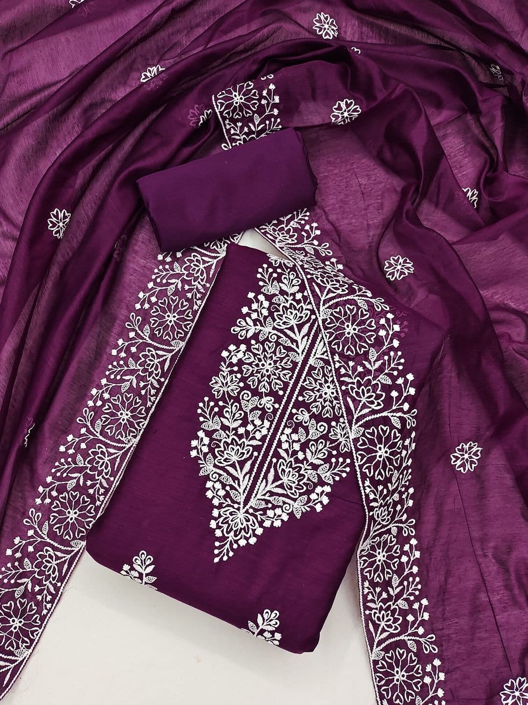 KALINI Floral Embroidered Unstitched Dress Material - view 1