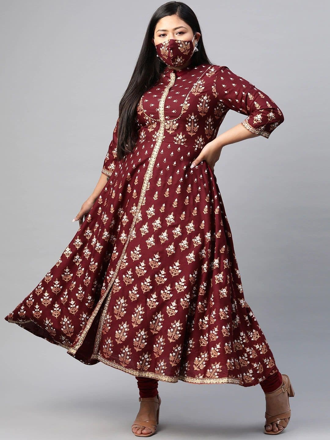 KALINI Ethnic Motifs Printed Anarkali Kurta - view 1