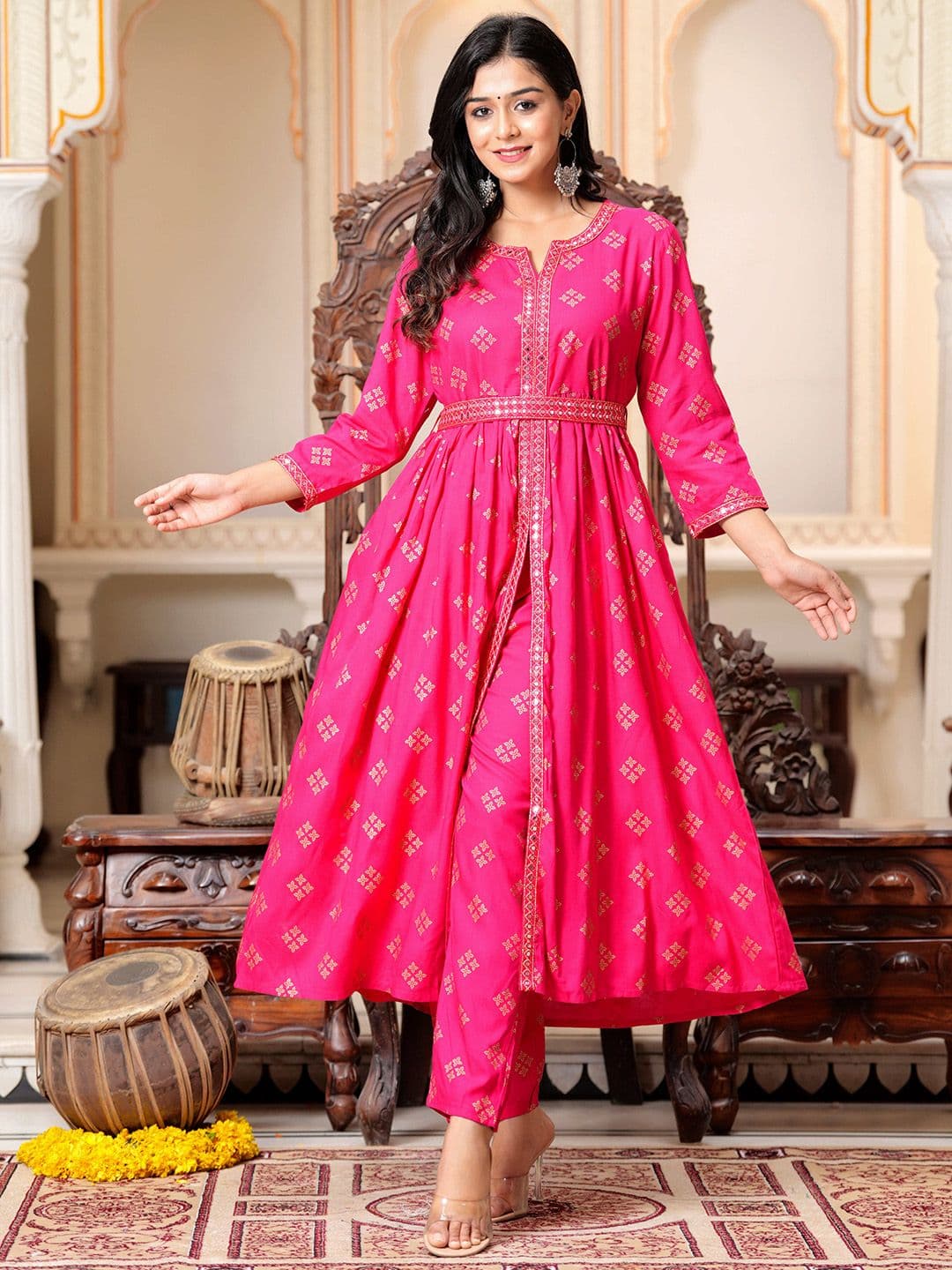 BAESD Women Floral Embroidered Regular Kurta with Trouser - view 1