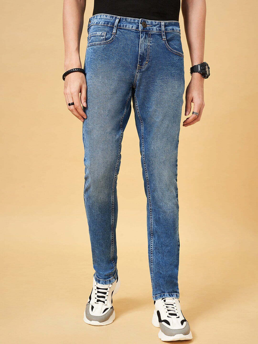 SF JEANS by Pantaloons Men Skinny Fit Clean Look Light Fade Stretchable Jeans - view 1