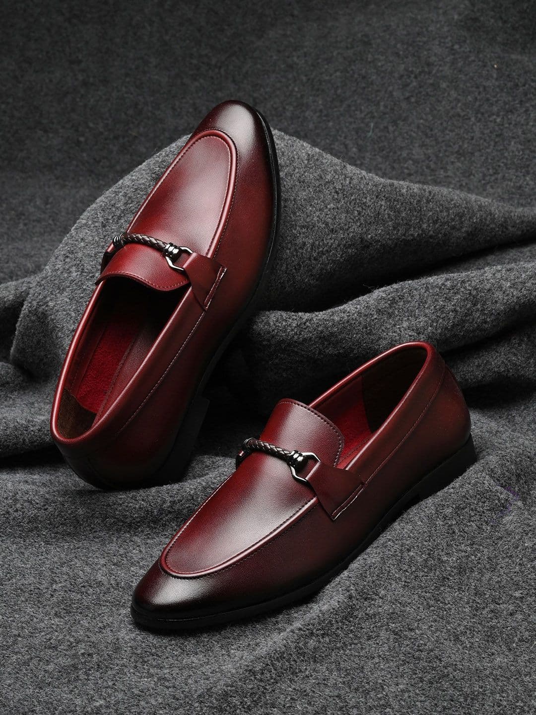 House of Pataudi Men Round Toe Faux Leather Slip On Loafers - view 1