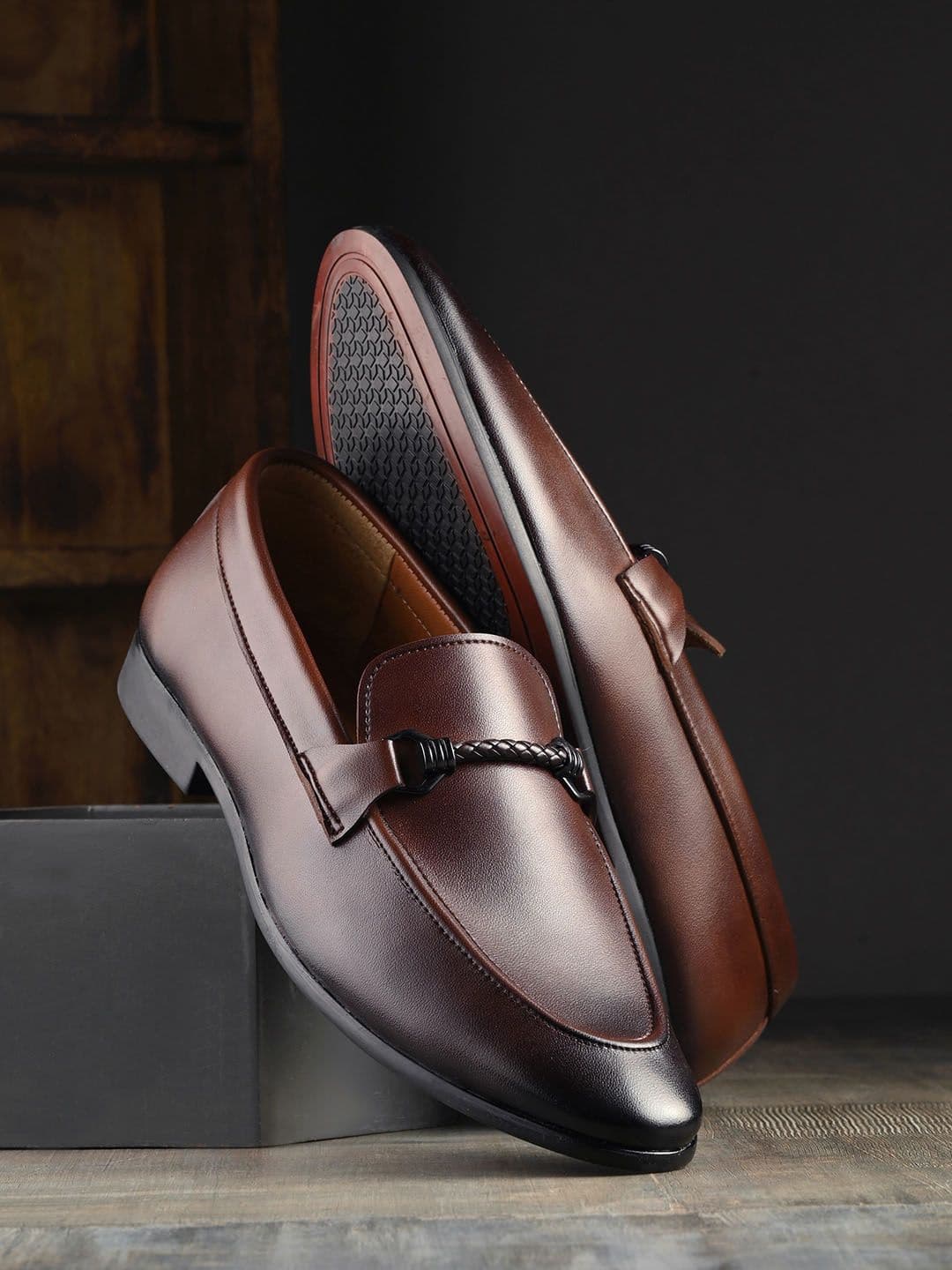 House of Pataudi Men Round Toe Faux Leather Slip On Loafers - view 1