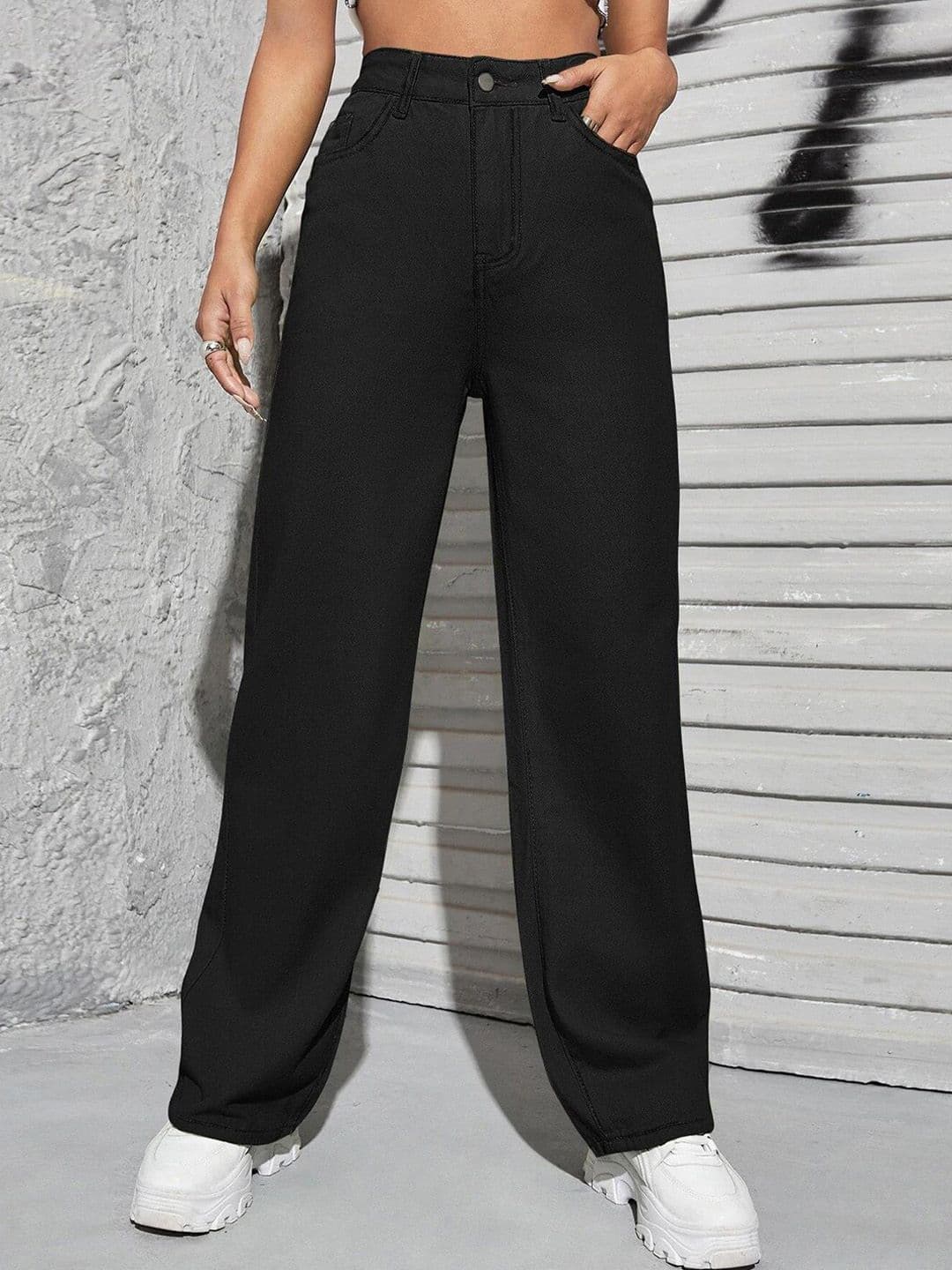 KOTTY Basics Women Black Jean Straight Fit High-Rise Clean Look Stretchable Jeans - view 1