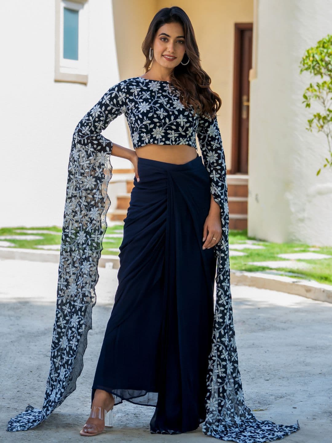 HOUSE OF JAMOTI Embroidered Thread Work Ready to Wear Lehenga With Blouse - view 1