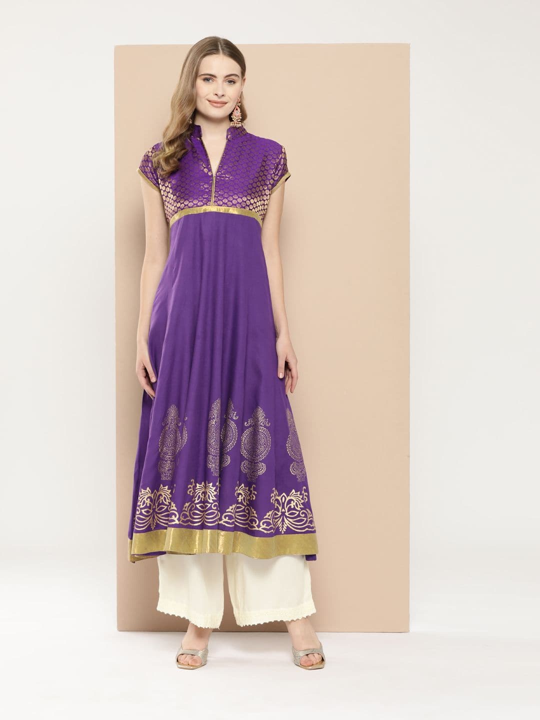 MBE Ethnic Motifs Floral Pure Cotton Anarkali Kurta - view 1