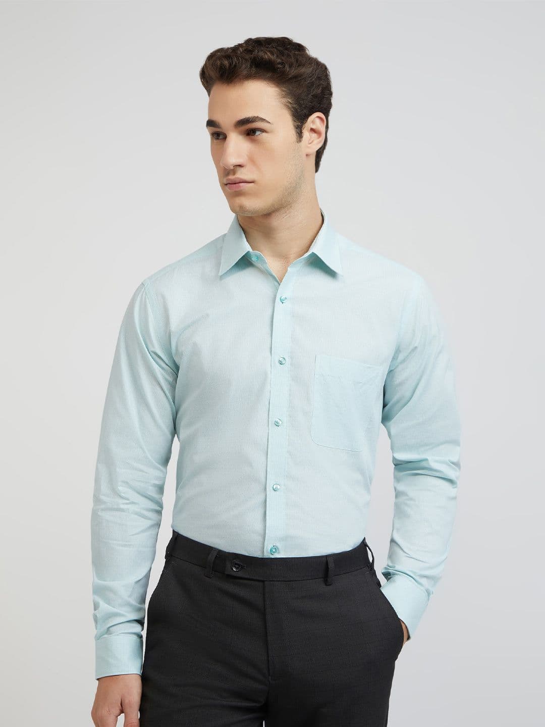 Raymond Self Design Slim Fit Pure Cotton Formal Shirt - view 1