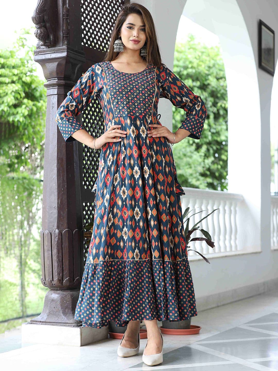 KALINI Geometric Printed Anarkali Kurta - view 1