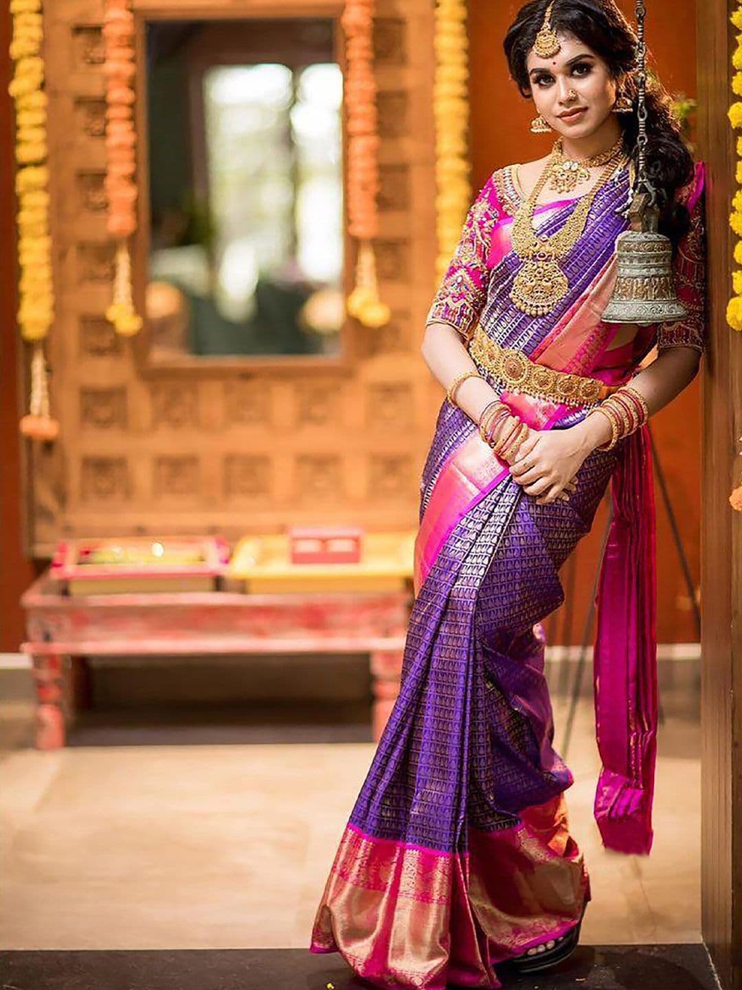 Anjaneya Sarees Woven Design Zari Banarasi Saree - view 1