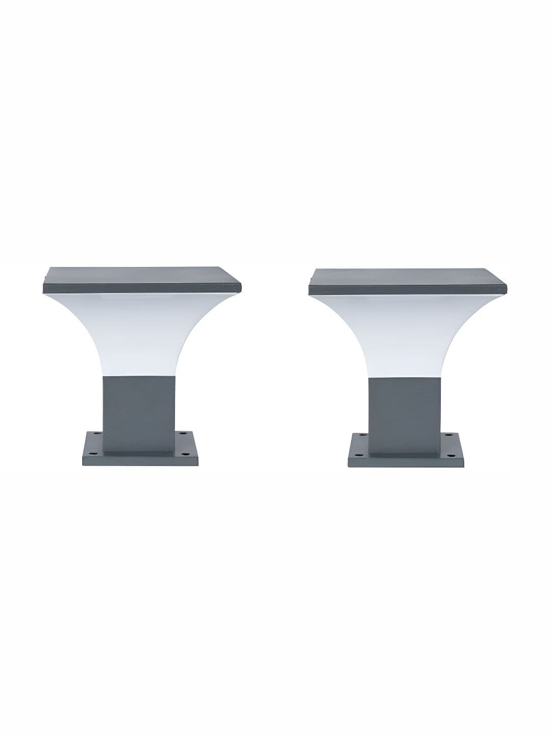 DENICRAAS Set Of 2 White & Black Gate Light Outdoor Lamp - view 1