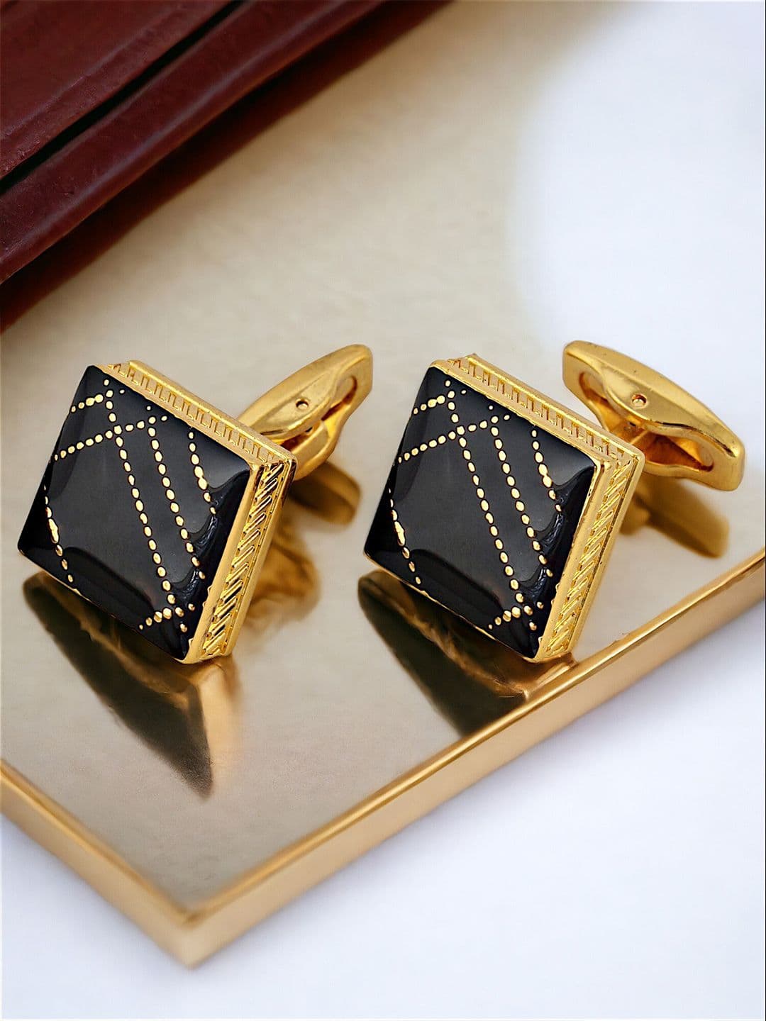 LUCKY JEWELLERY Dot Stripes Formal Cufflink - view 1