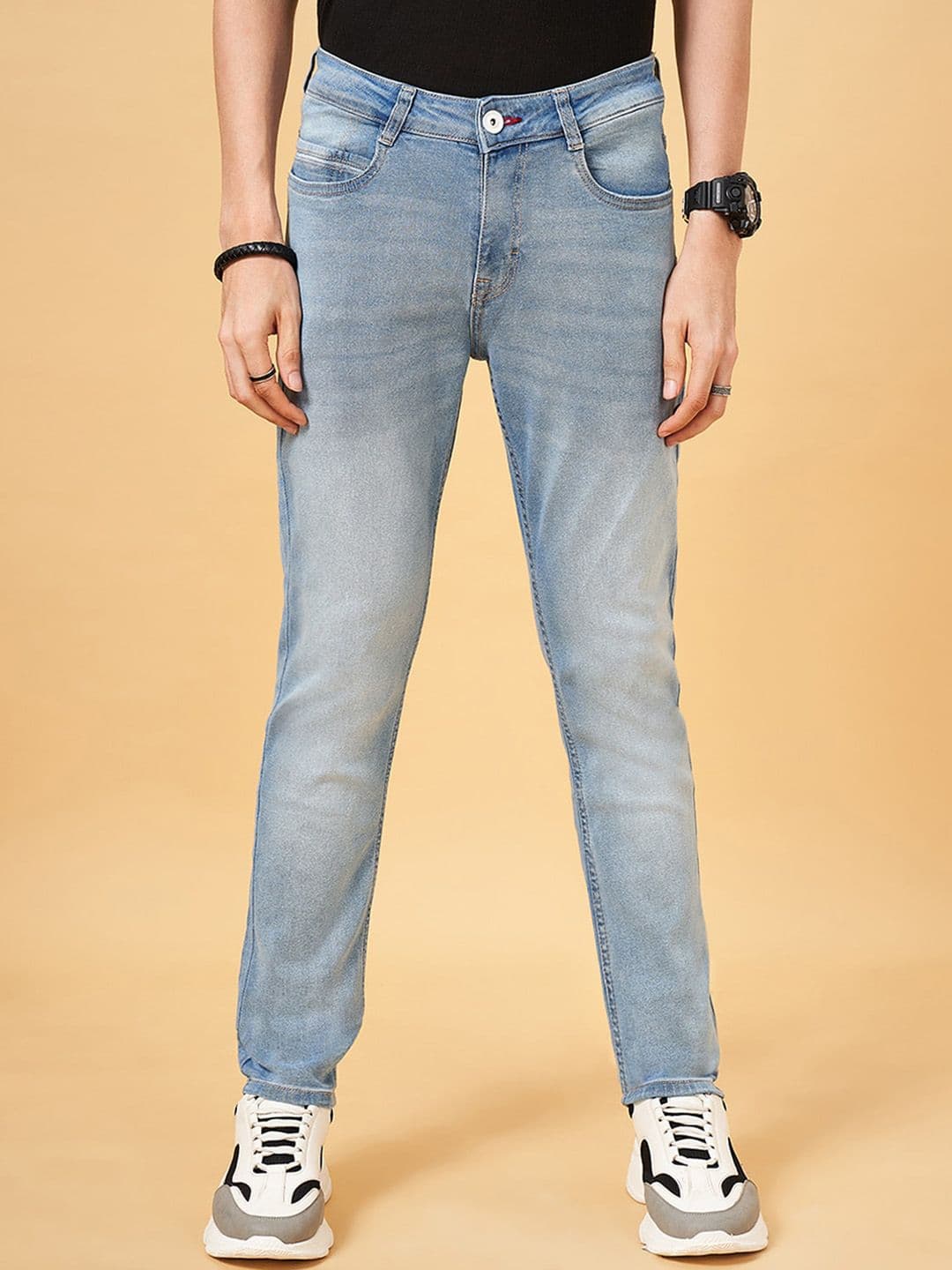 SF JEANS by Pantaloons Men Skinny Fit Low Distress Heavy Fade Jeans - view 1