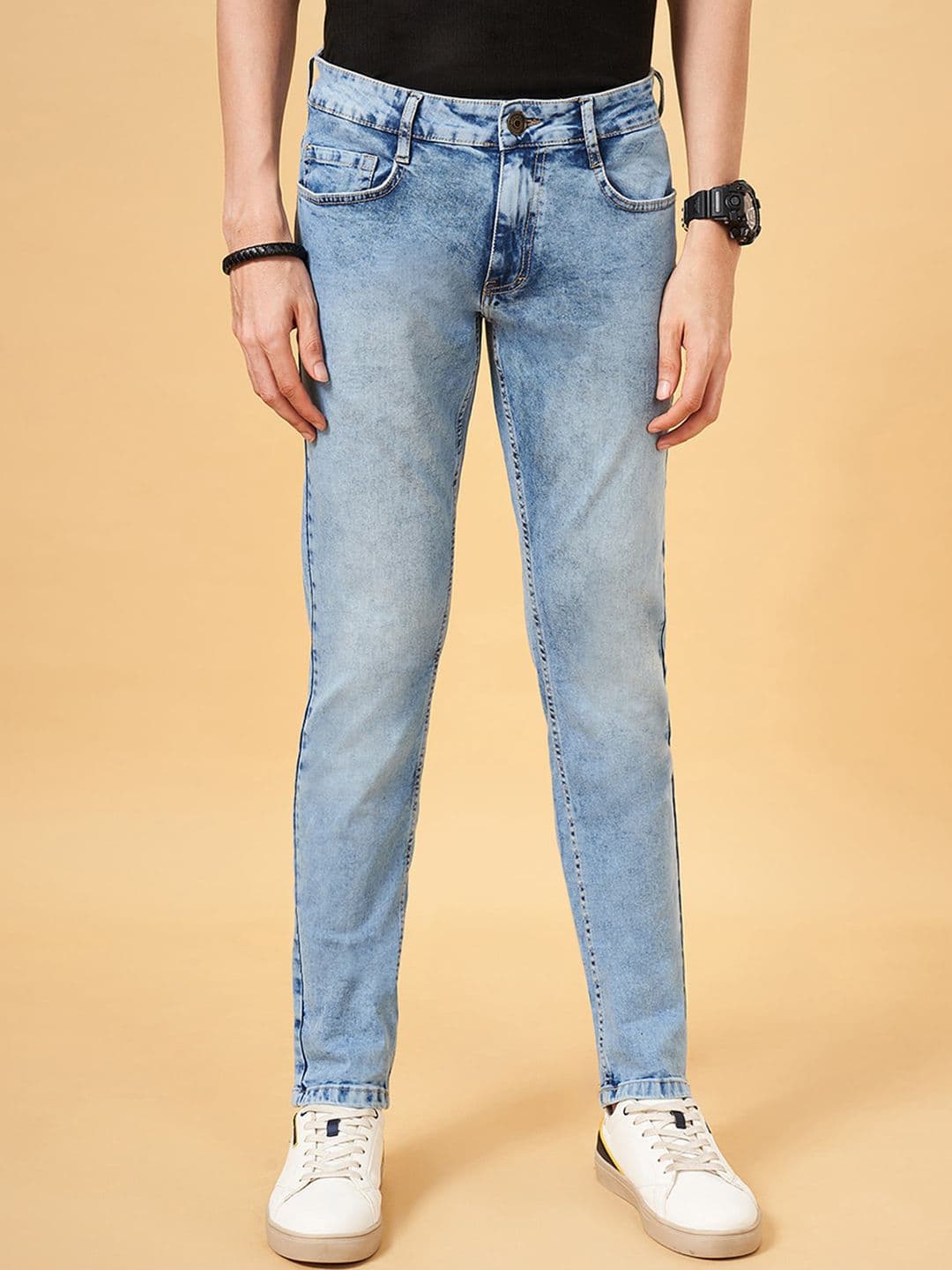 SF JEANS by Pantaloons Men Slim Fit Heavy Fade Jeans - view 1