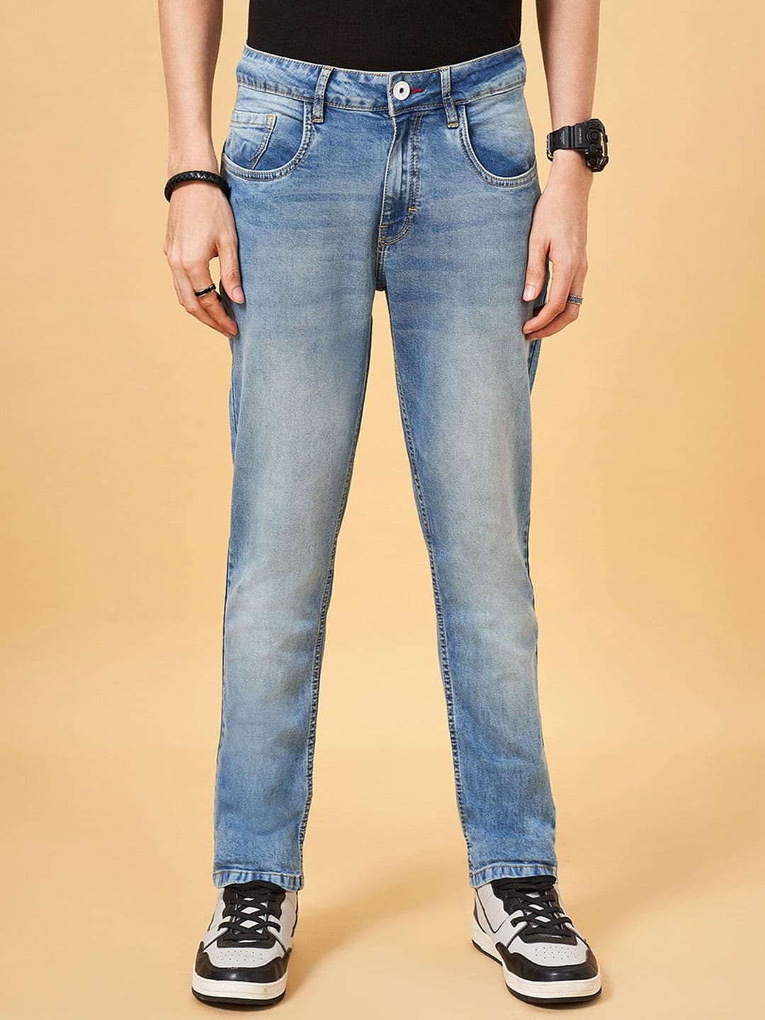 SF JEANS by Pantaloons Men Slim Fit Heavy Fade Jeans - view 1