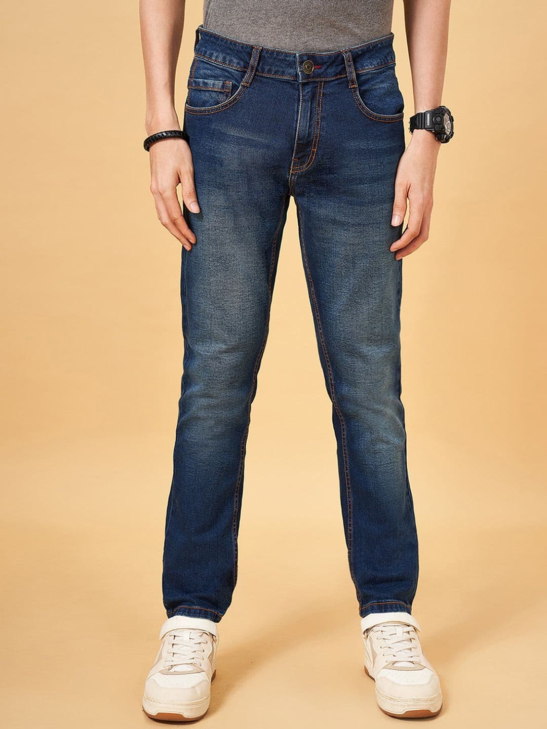 SF JEANS by Pantaloons Men Slim Fit Clean Look Heavy Fade Jeans - view 1