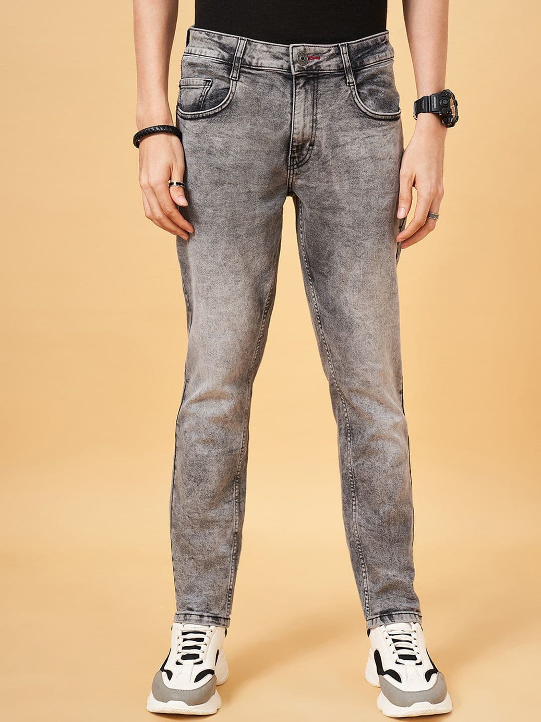 SF JEANS by Pantaloons Men Slim Fit Clean Look Heavy Fade Jeans - view 1