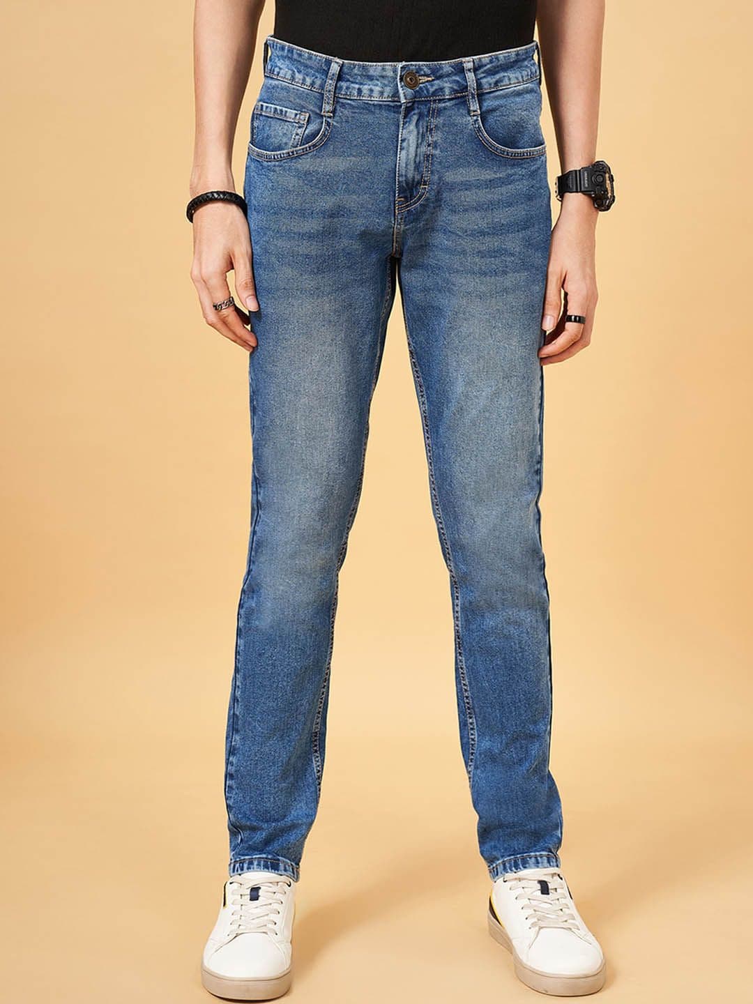SF JEANS by Pantaloons Men Skinny Fit Clean Look Heavy Fade Jeans - view 1