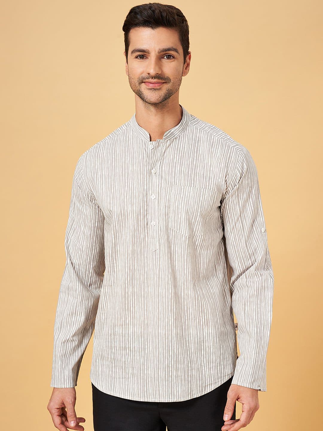 indus route by Pantaloons Striped Long Sleeves Cotton Kurta - view 1