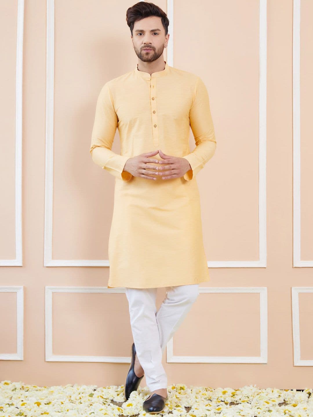 See Designs Mandarin Collar Straight Cotton Kurta - view 1