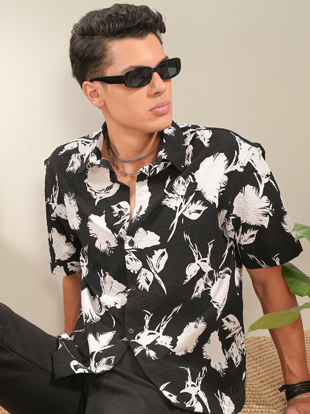 LOCOMOTIVE Premium Popcorn Textured Printed Oversized Shirt - view 1