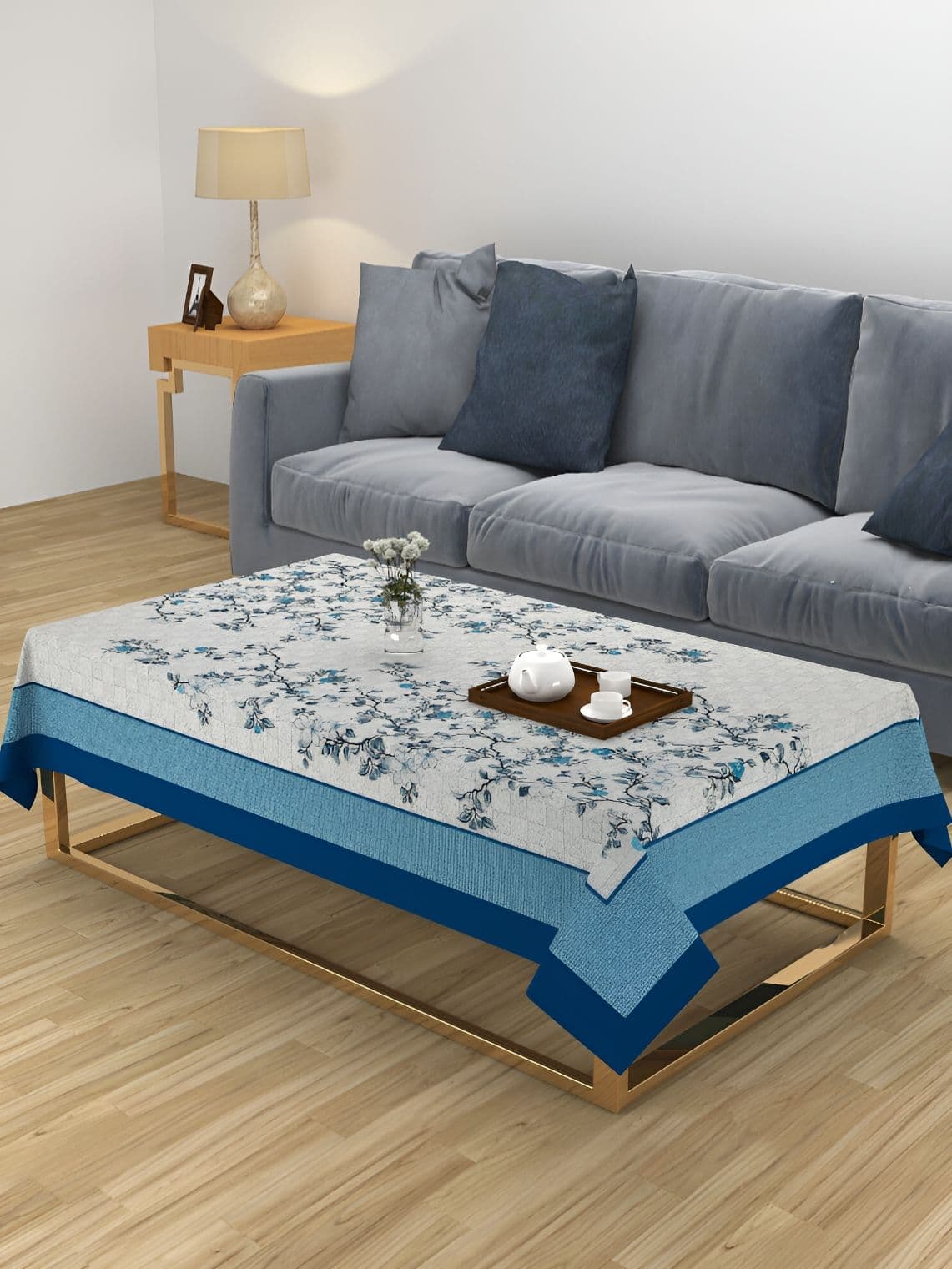 ZESTURE Blue Floral 6-Seater Table Cover - view 1