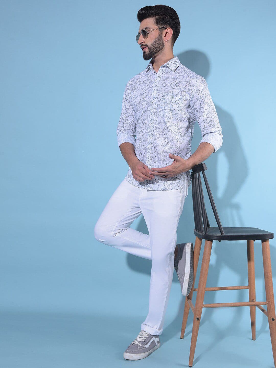 Crimsoune Club Classic Slim Fit Abstract Printed Spread Collar Long Sleeves Casual Shirt - view 1