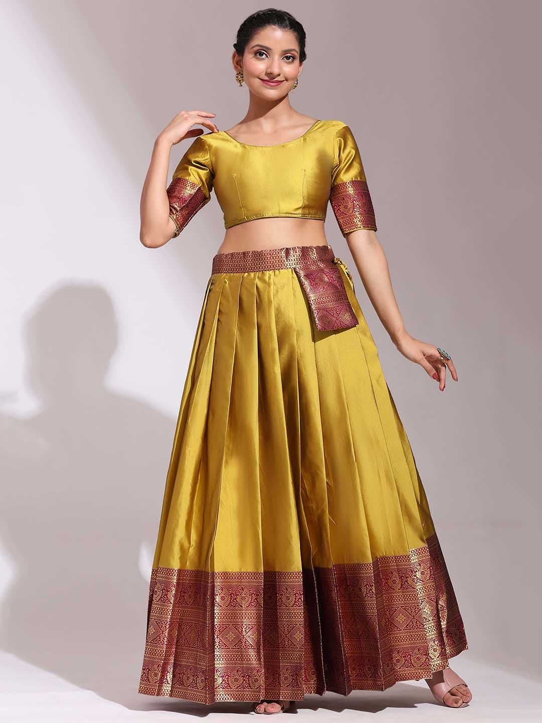 Fabcartz Woven Design Semi-Stitched Lehenga & Unstitched Blouse With Dupatta - view 1