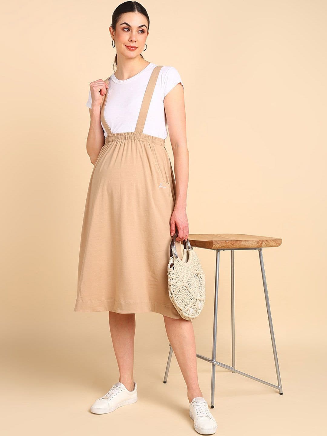 House Of Zelena Maternity High Rise Midi Skirt With Detachable Strap - view 1