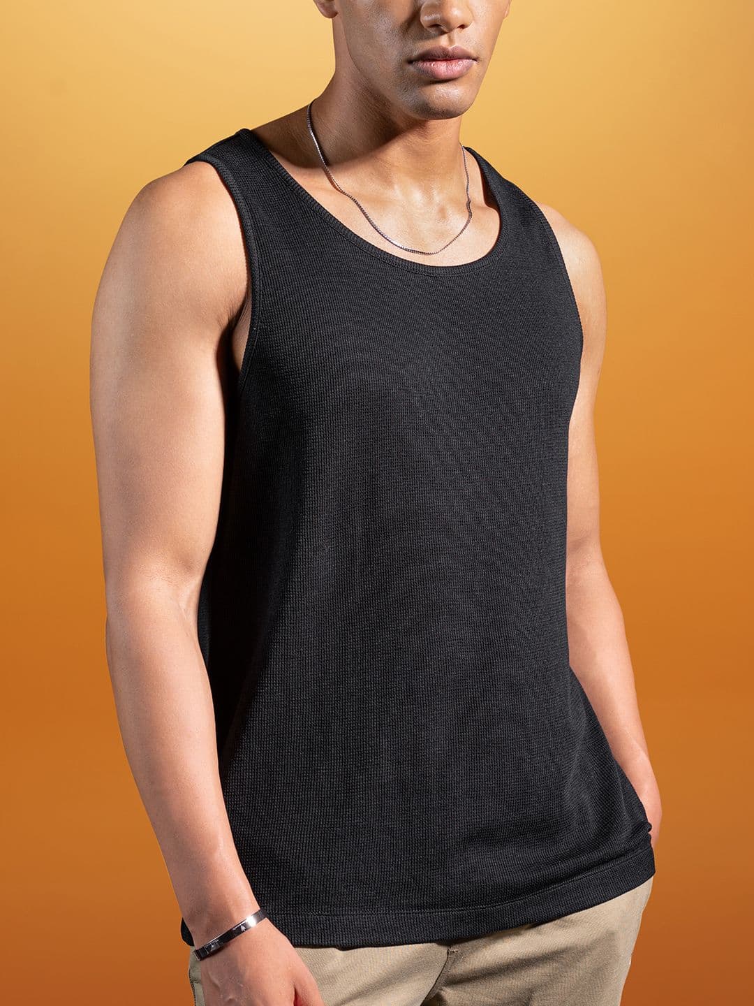 DAMENSCH Statement Waffle Premium Waffle Texture Colours by High IQ Dyes Tank Tops