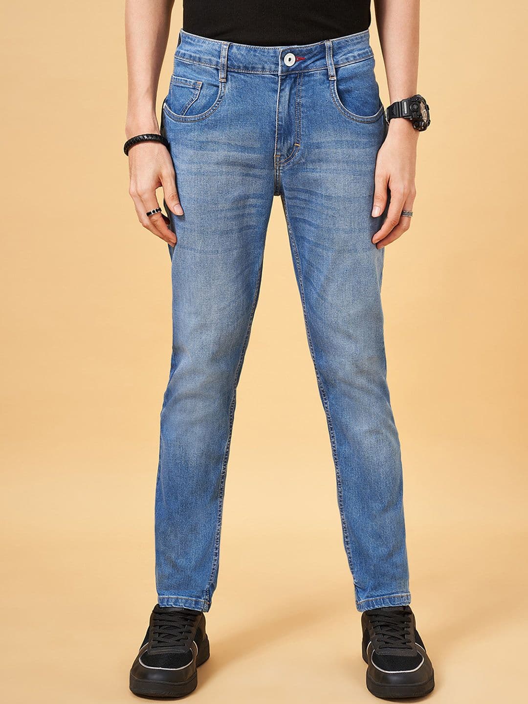SF JEANS by Pantaloons Men Slim Fit Heavy Fade Jeans - view 1