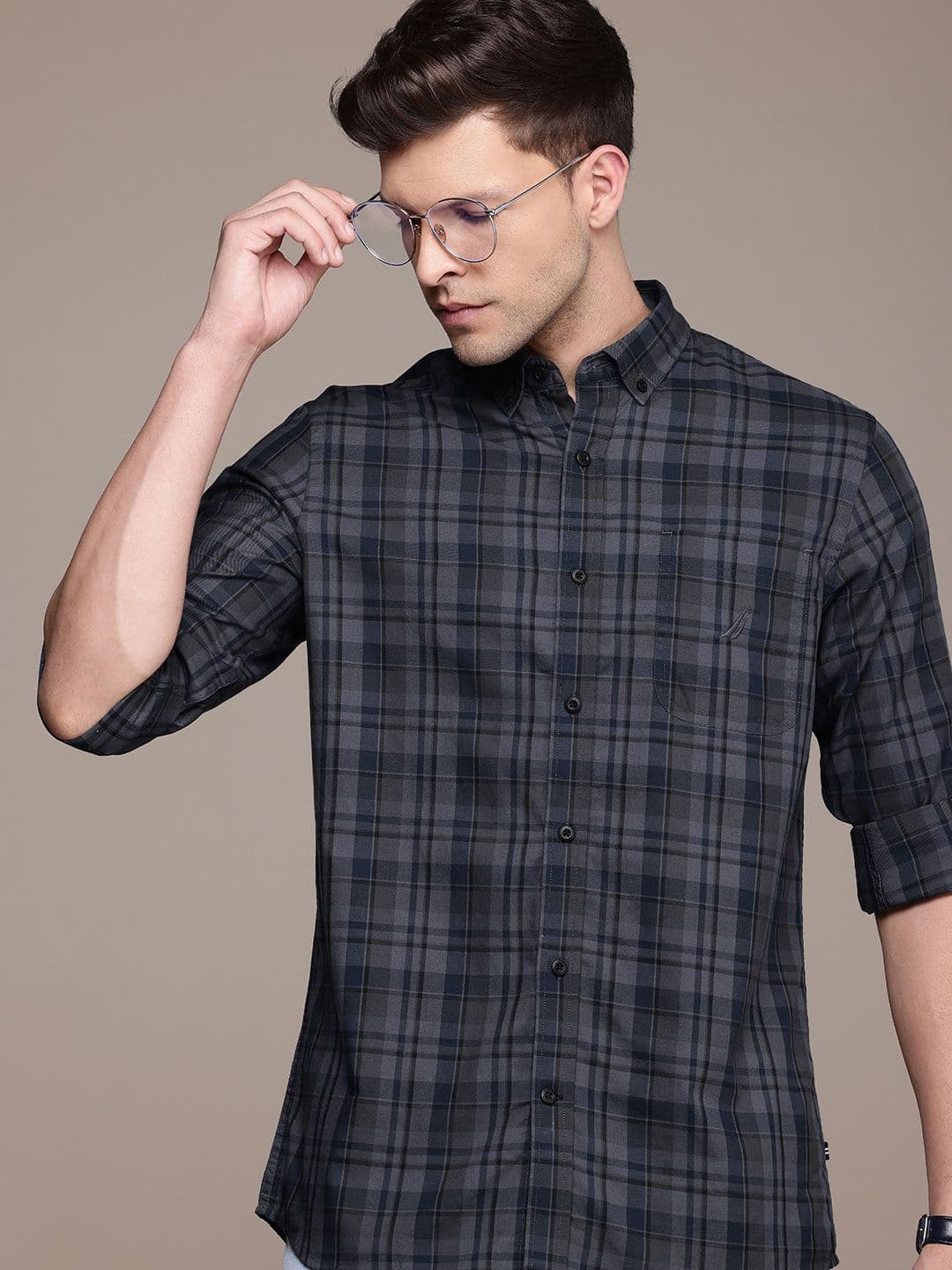 Nautica Slim Fit Checked Pure Cotton Casual Shirt - view 1